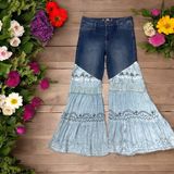 Hippie Upcycled Jeans with Cotton Bellbottom