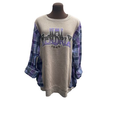 Jimi Hendrix Reworked Sweatshirt with Purple Haze Sleeves