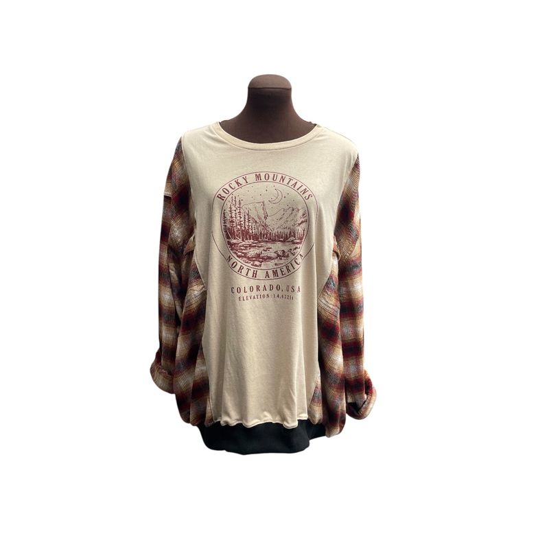 Ladies Oversized  Rocky Mountain T-Shirt with Long Sleeves