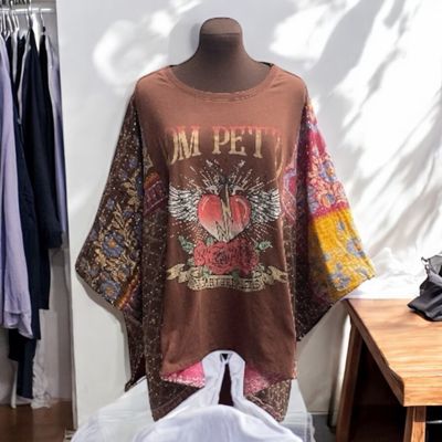 Tom Petty Hearbreakers Ladies Upcycled Ruana / Poncho