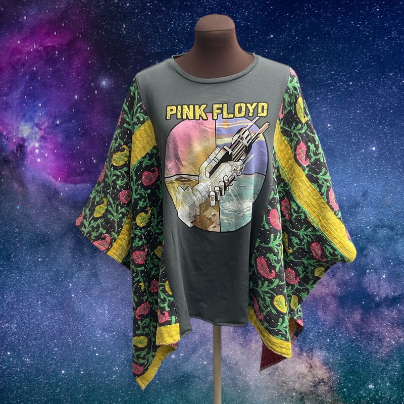 Pink Floyd Upcycled Ladies Poncho / Ruana