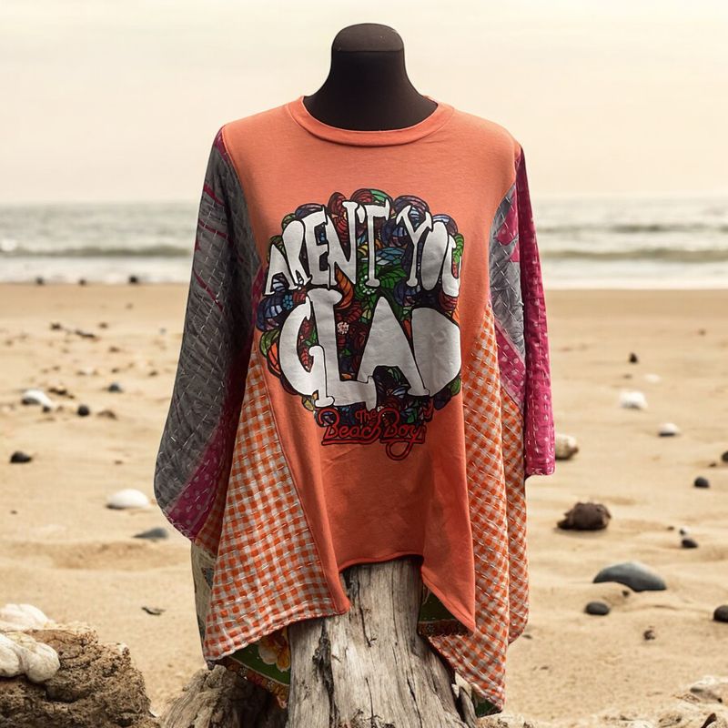 Beach Boys Wild Honey Tour Ladies Upcycled Ruana / Poncho
