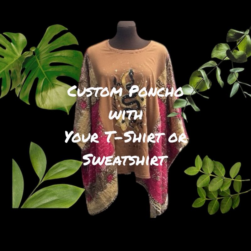 Custom Upcycled Poncho / Send in Your Own Top / Kantha Poncho