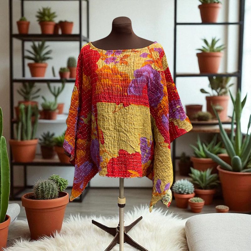Beautiful Boho Ladies Kantha Ruana / Clancy’s Upcycled Couture