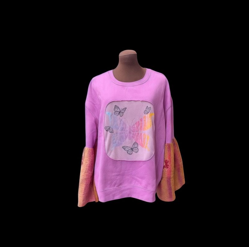 Free Spirit Kind Heart Upcycled Ladies Butterfly T-Shirt