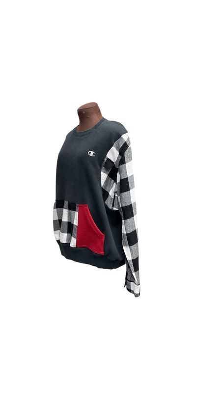 Upcycled Buffalo Plaid Sweatshirt | Oversized Women’s Pullover