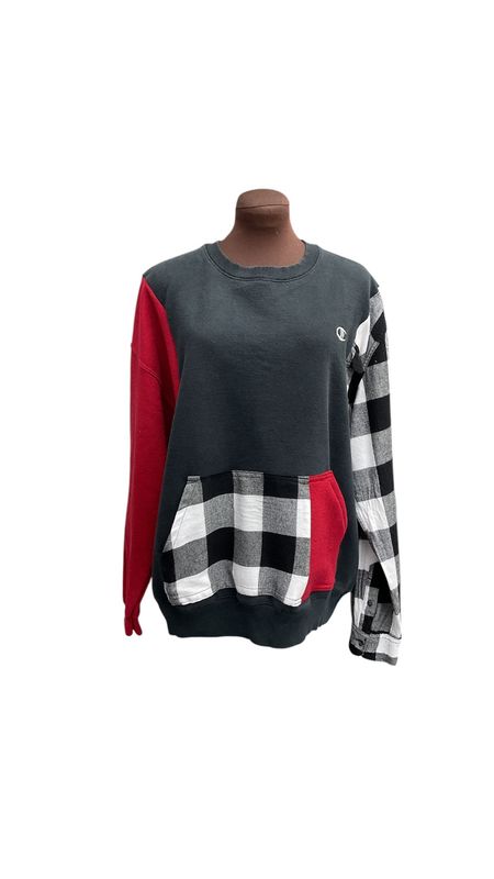 Upcycled Buffalo Plaid Sweatshirt | Oversized Women’s Pullover