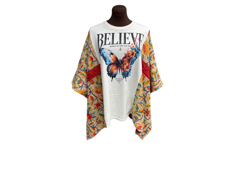 Believe Butterfly Ladies Upcycled Poncho