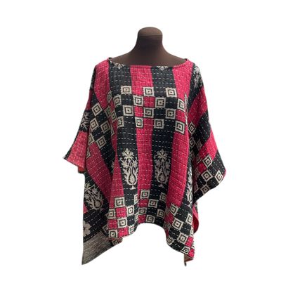 Beautiful Boho Ladies Kantha Ruana / Reversible / Clancy’s Upcycled Couture