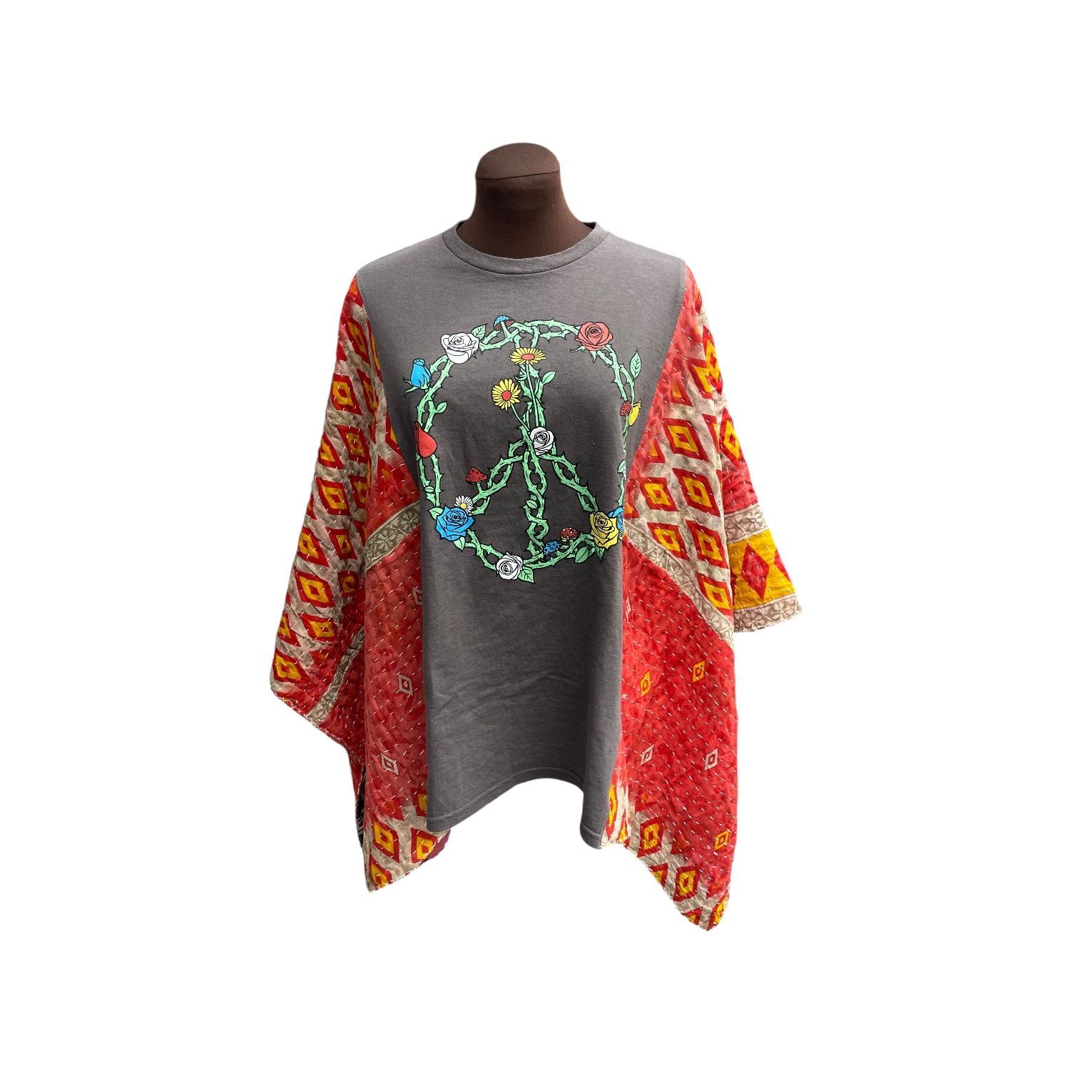 Hippie Peace Sign Ladies Poncho / Ruana