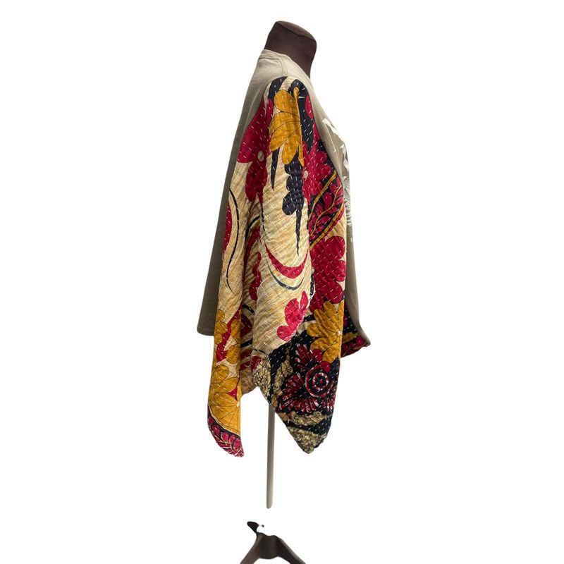 Upcycled Kantha Poncho | “Nurture Nature” Graphic Top | One Size