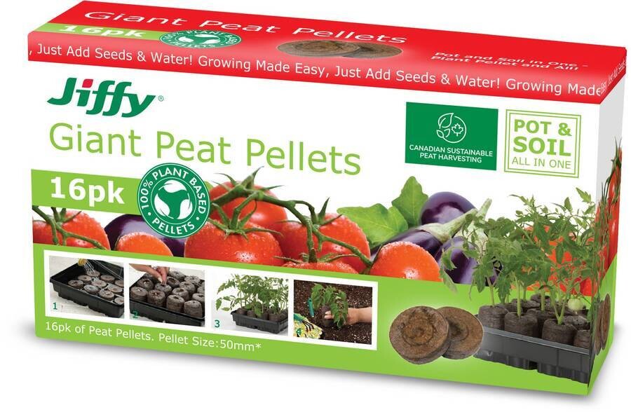 Jiffy Giant 50mm peat pellets (box of 16)