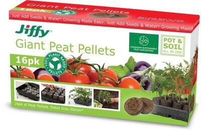 Jiffy Giant 50mm peat pellets (box of 16)