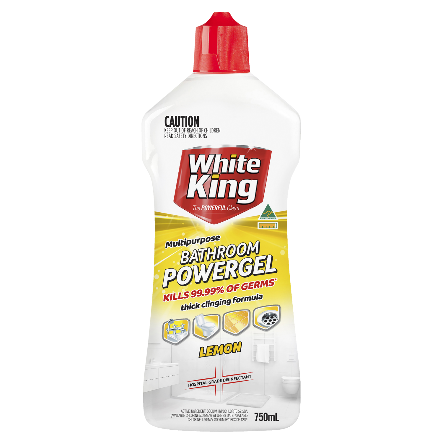 White King Bathroom Power Gel Lemon 750ml