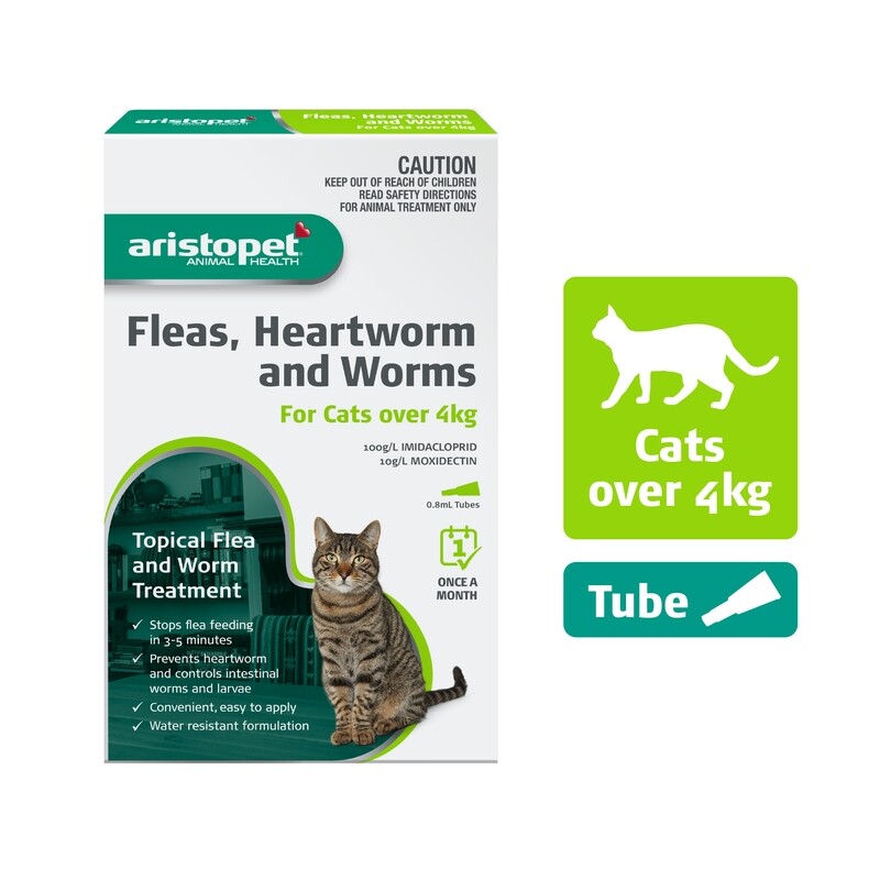 Aristopet Flea &amp; Worm Spot on for Cats Over 4kg - 6 Pack