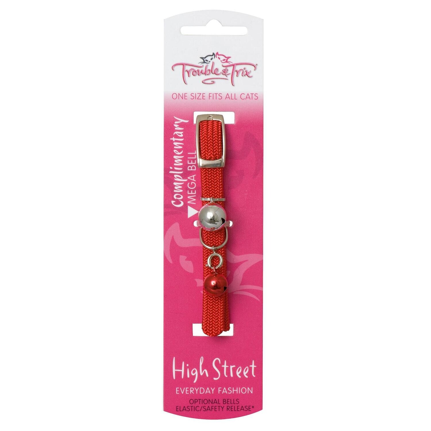 Trouble &amp; Trix High Street Stretch Cat Collar Red