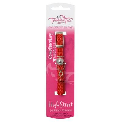 Trouble &amp; Trix High Street Stretch Cat Collar Red
