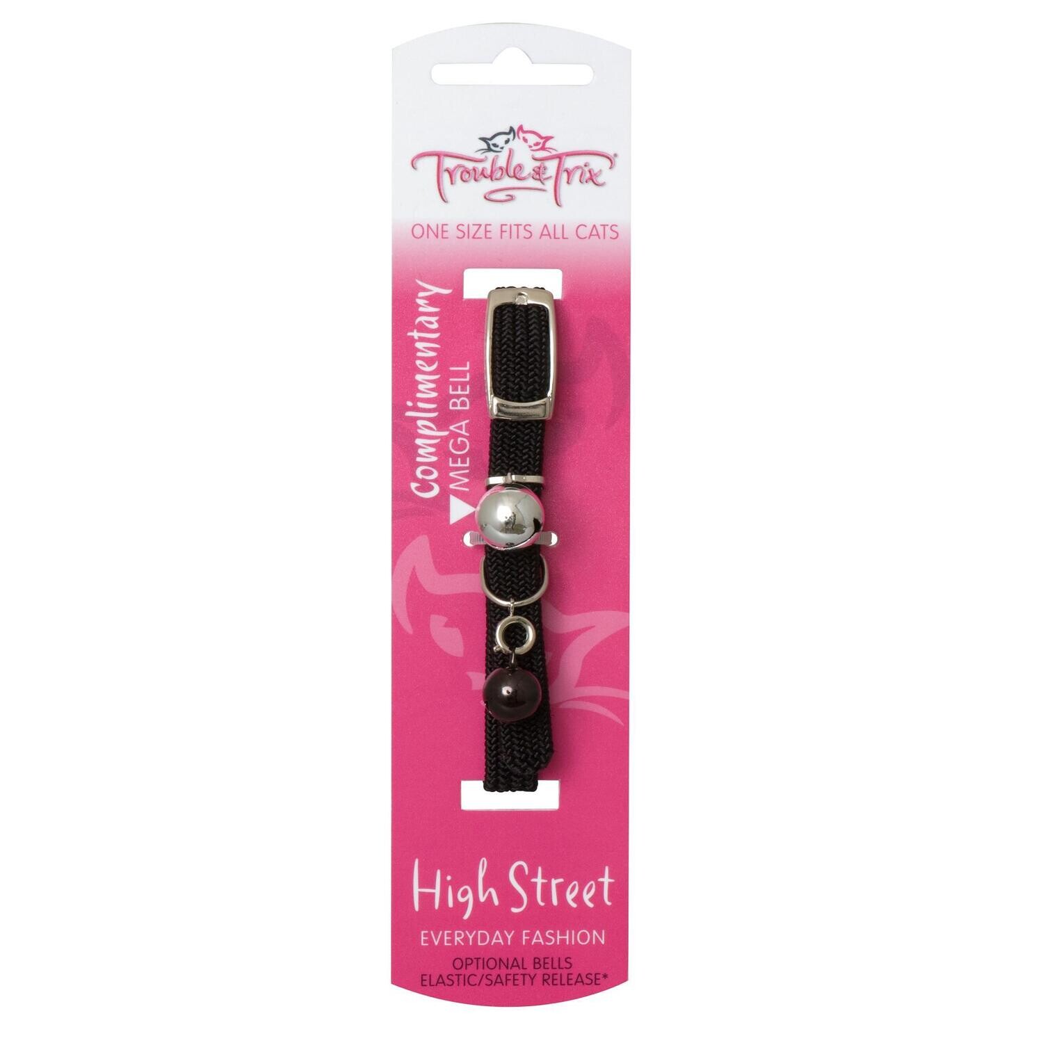 trouble &amp; Trix High Street Stretch Cat Collar Black