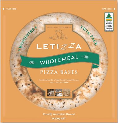 Letizza Pizza Base - Wholemeal Twin Pack Carton (12 Bases)