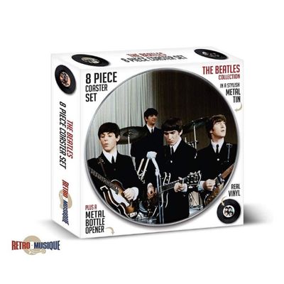 8 Piece Coaster Set In Tin with Bottle Opener - The Beatles