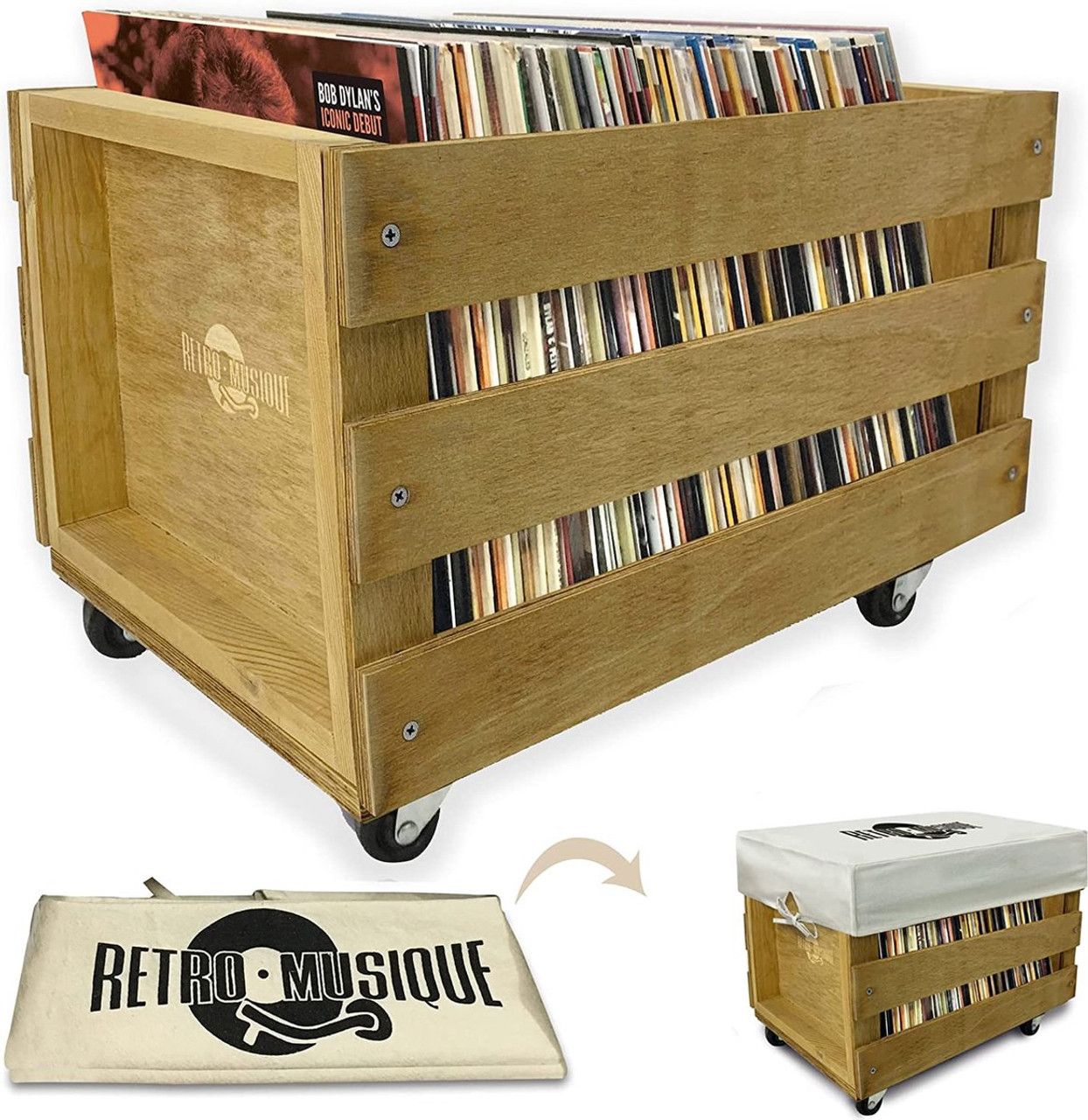 Wooden LP Crate - Teak