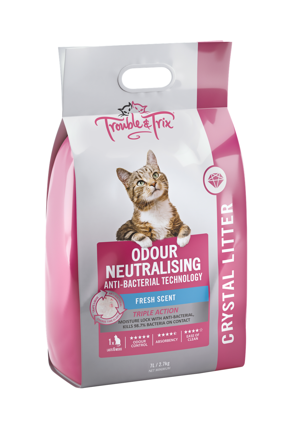 Trouble &amp; Trix Antibacterial Crystal Cat Litter 7L