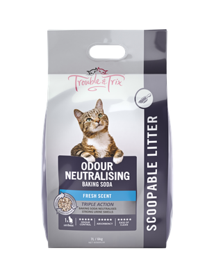 Trouble &amp; Trix Clumping Odour Neutralising with Baking Soda Cat Litter 7L