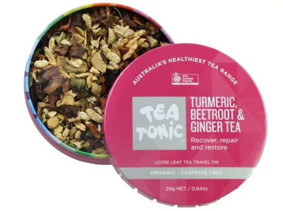 Tea Tonic - Turmeric, Beetroot &amp; Ginger Tea - travel Tin Loose Leaf
