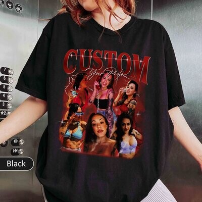 Custom Your Own Bootleg Comfort Color T-Shirt, Customize photo girlfriend face Idea Tee