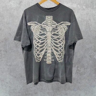 Skeleton Rib Vintage Graphic Shirt, Rib Cage Shirt, Retro Skeleton Tee, 90s Skull Shirt, Spooky Shirt, Y2k Skull Tee