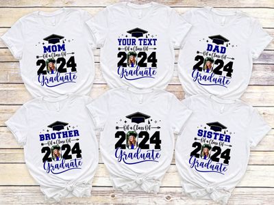 Custom Photo Proud Family Graduation Shirts, Senior 2024 Family Matching T-shirt, Class Of 2024 Family Graduation Shirts