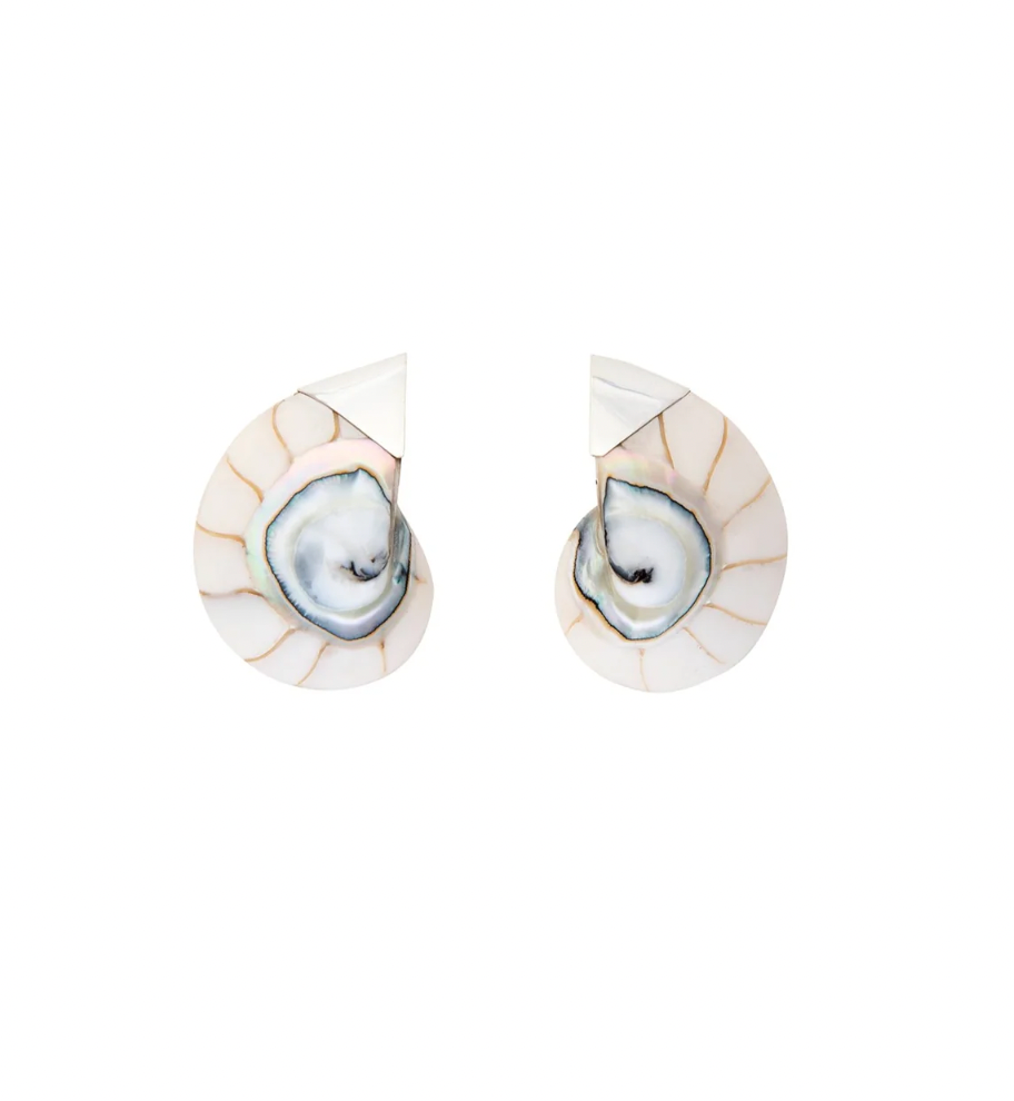 Nautilis Earrings - White, Colour: White