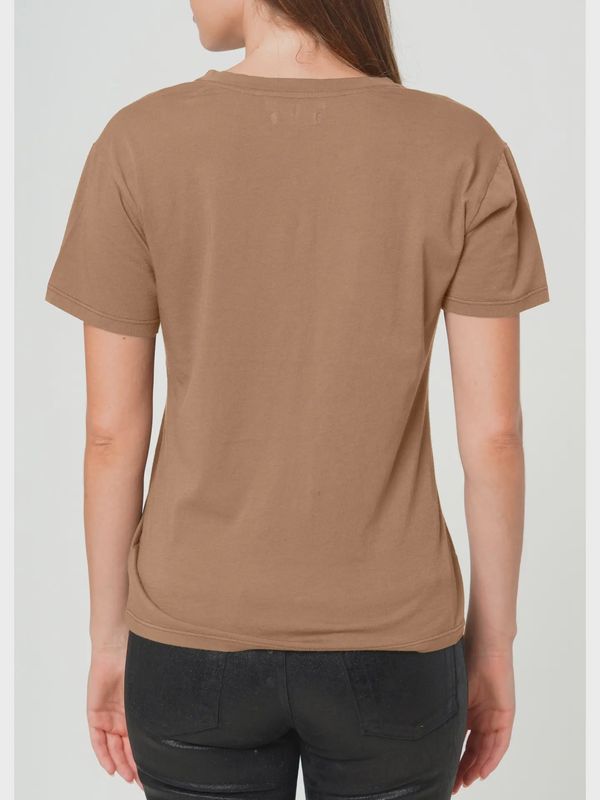Supima Cotton Plunge V Neck Tee - Carmel