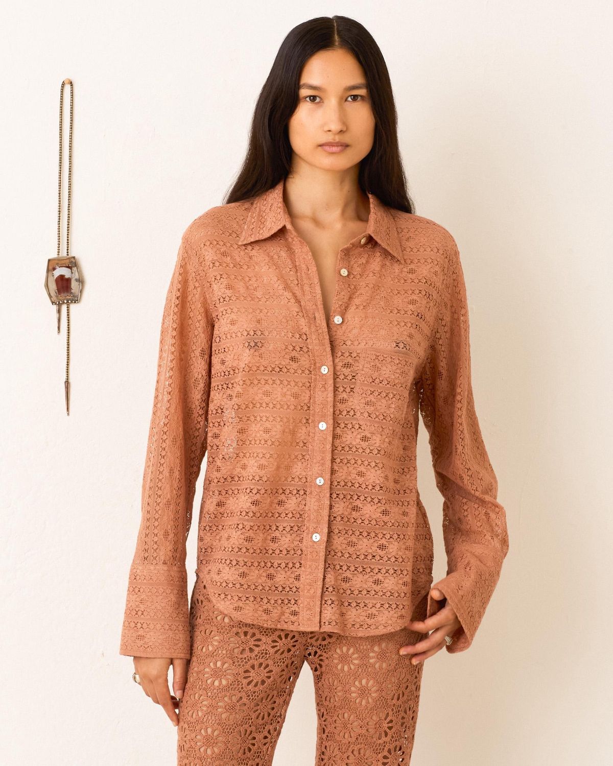 Ondine Mocha Lace Shirt