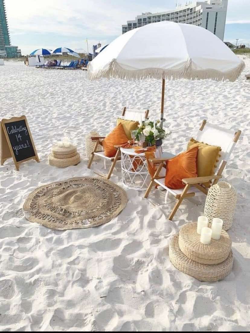 Vintage Cream Beach/Patio Umbrella