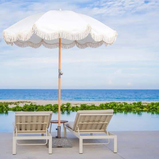 Vintage Cream Beach/Patio Umbrella