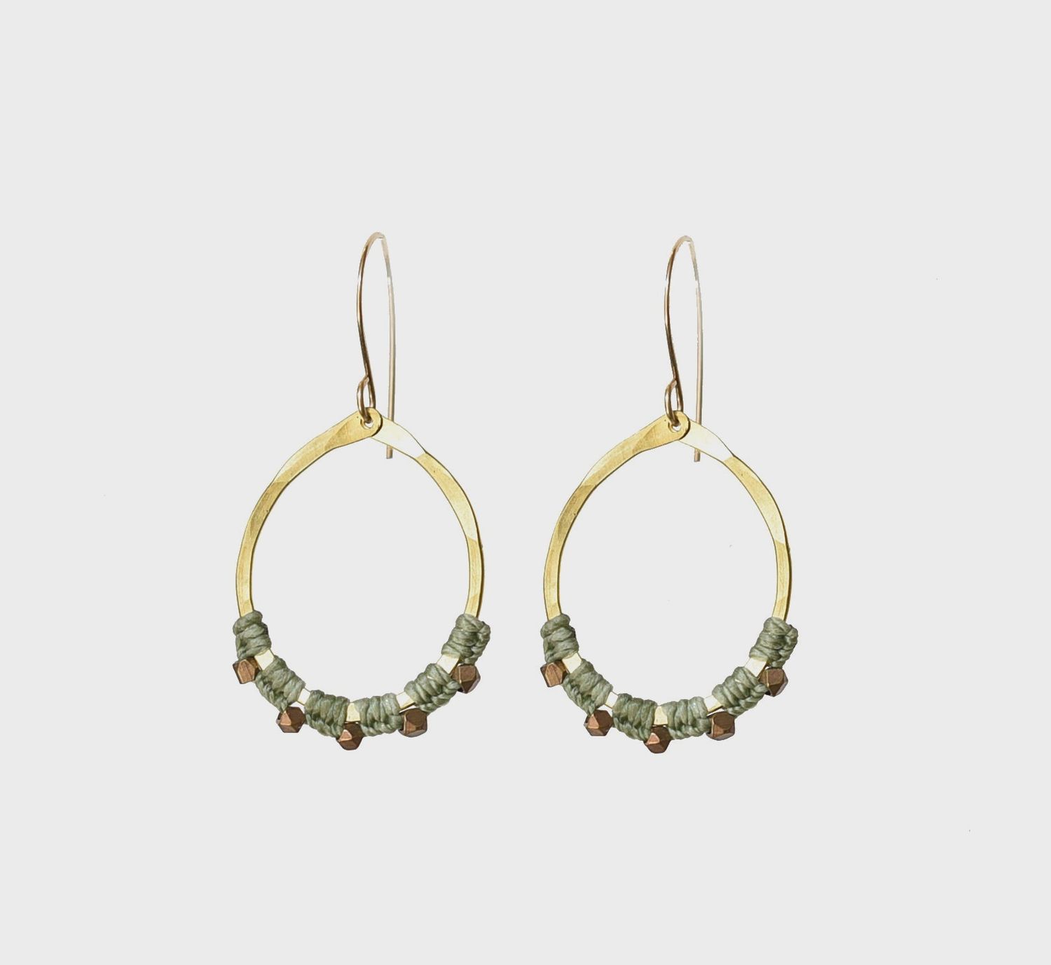 Mini Woven Sage Green Earrings