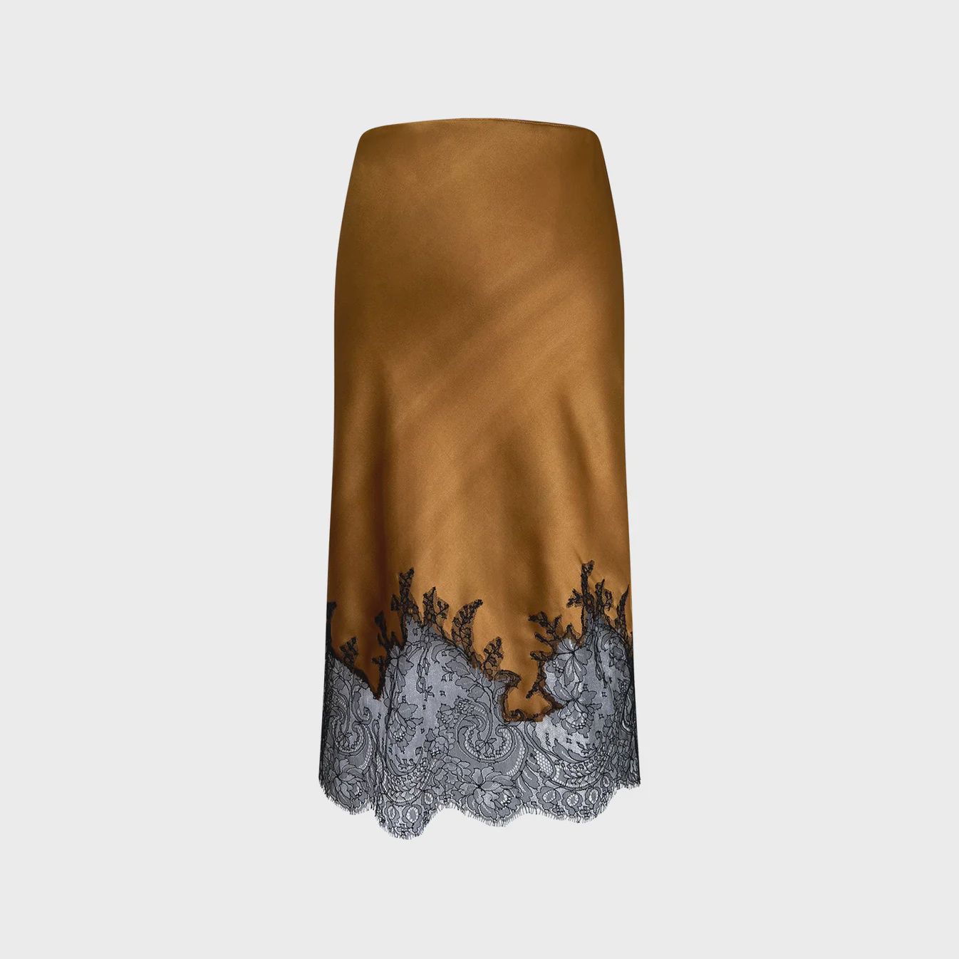 Bronze Silk Skirt trimmed with Chantilly Lace