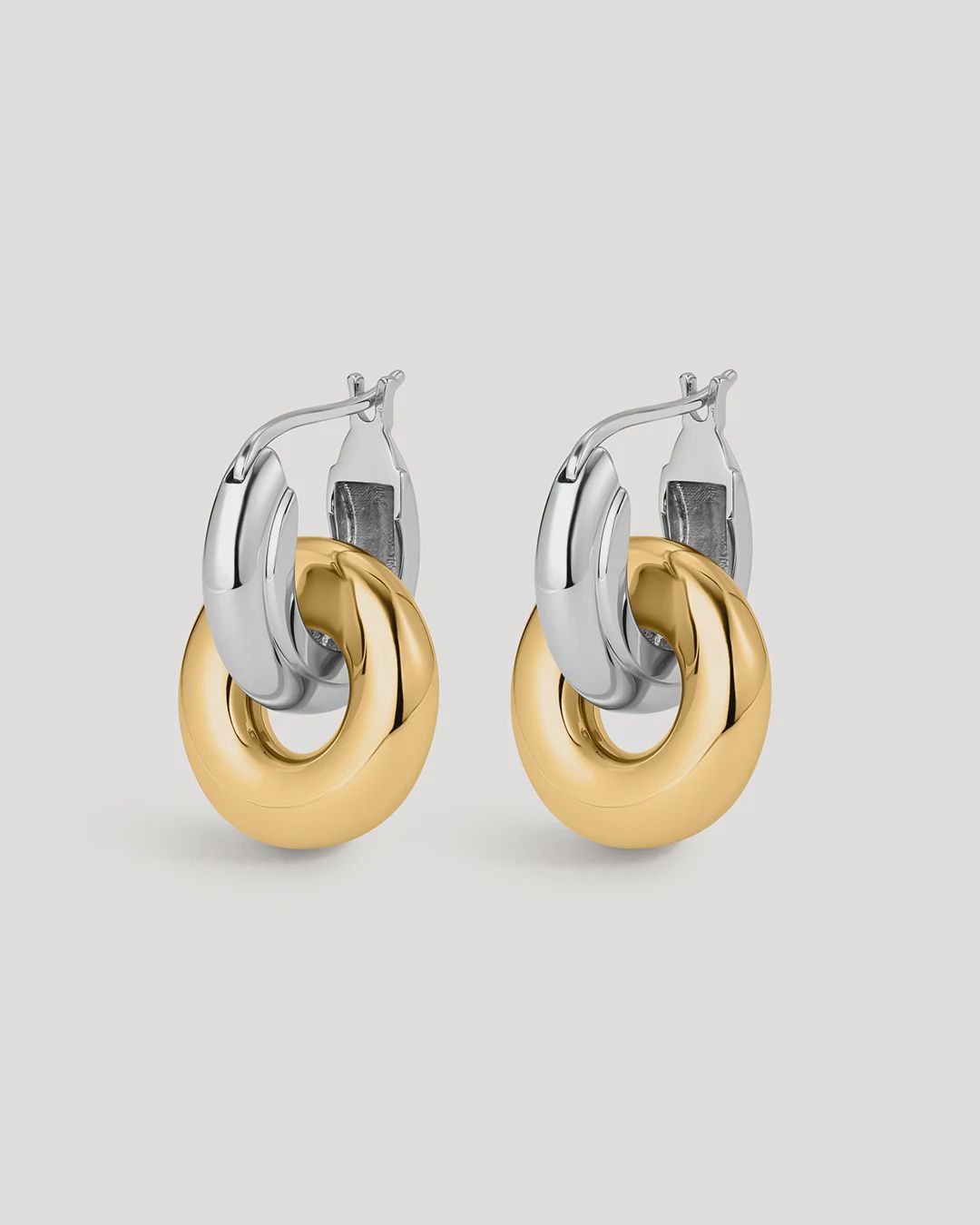 Two Tone Interlock Hoops - Silver