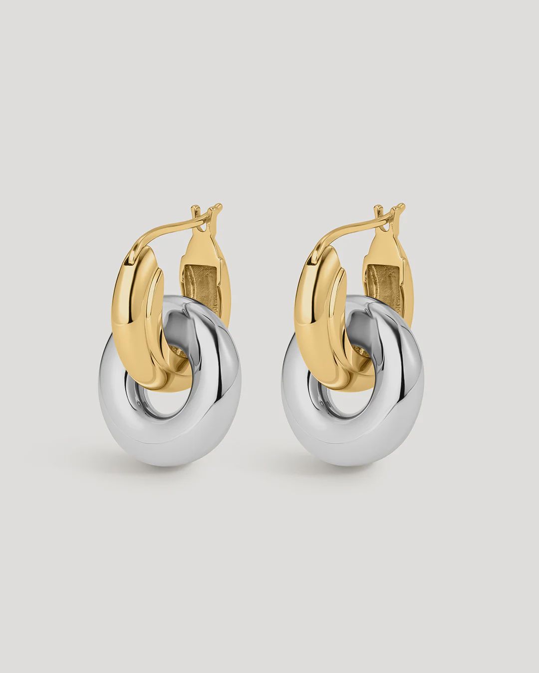 Two Tone Interlock Hoops - Gold