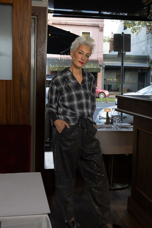 Trucker Pant - Black Sequins