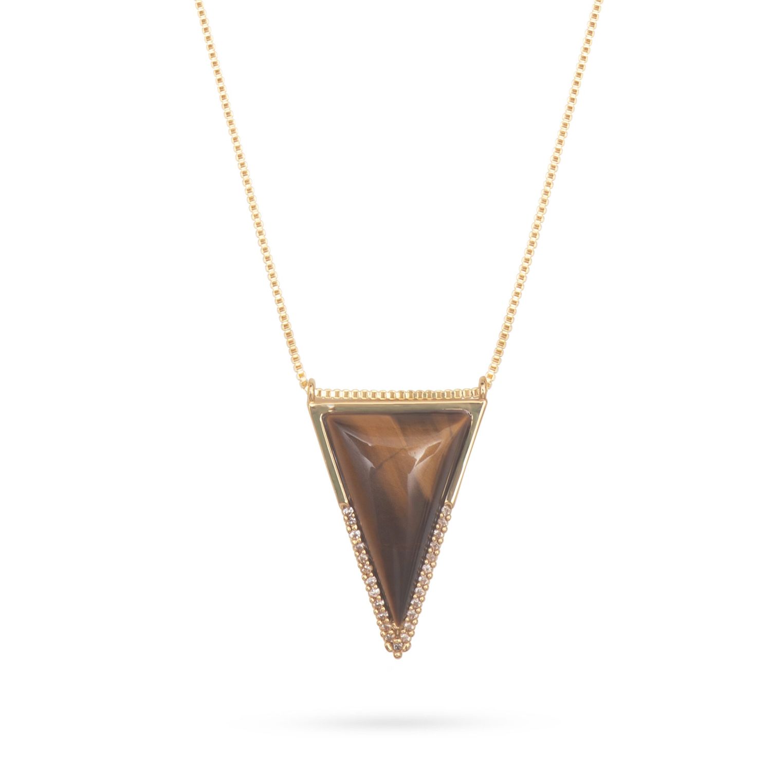 Triangle Tiger's Eye Pendant Necklace