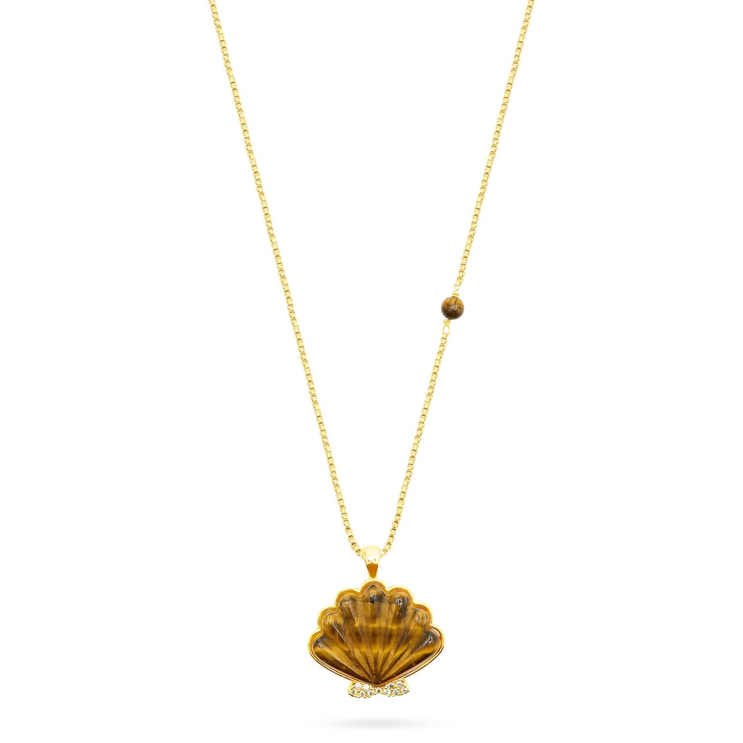 Shell Tiger's Eye Pendant Necklace