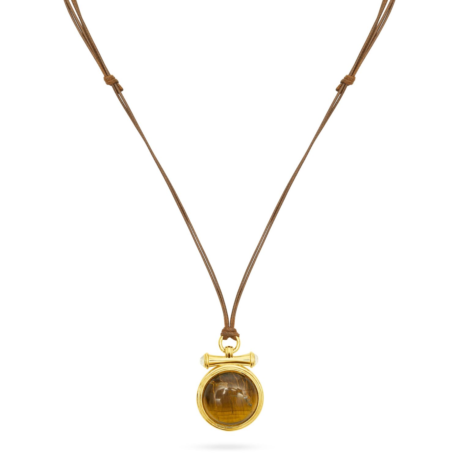 Medallion Tiger's Eye Pendant Cord Necklace