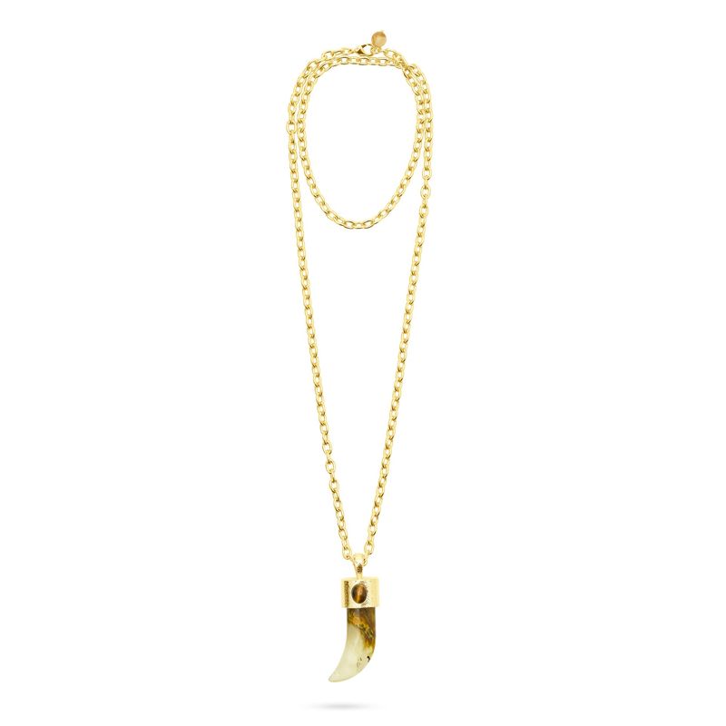 Shark Tooth Watermelon Skin Pendant Necklace