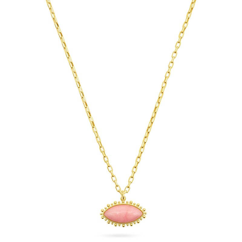 Pink Jade Eye Pendant Necklace