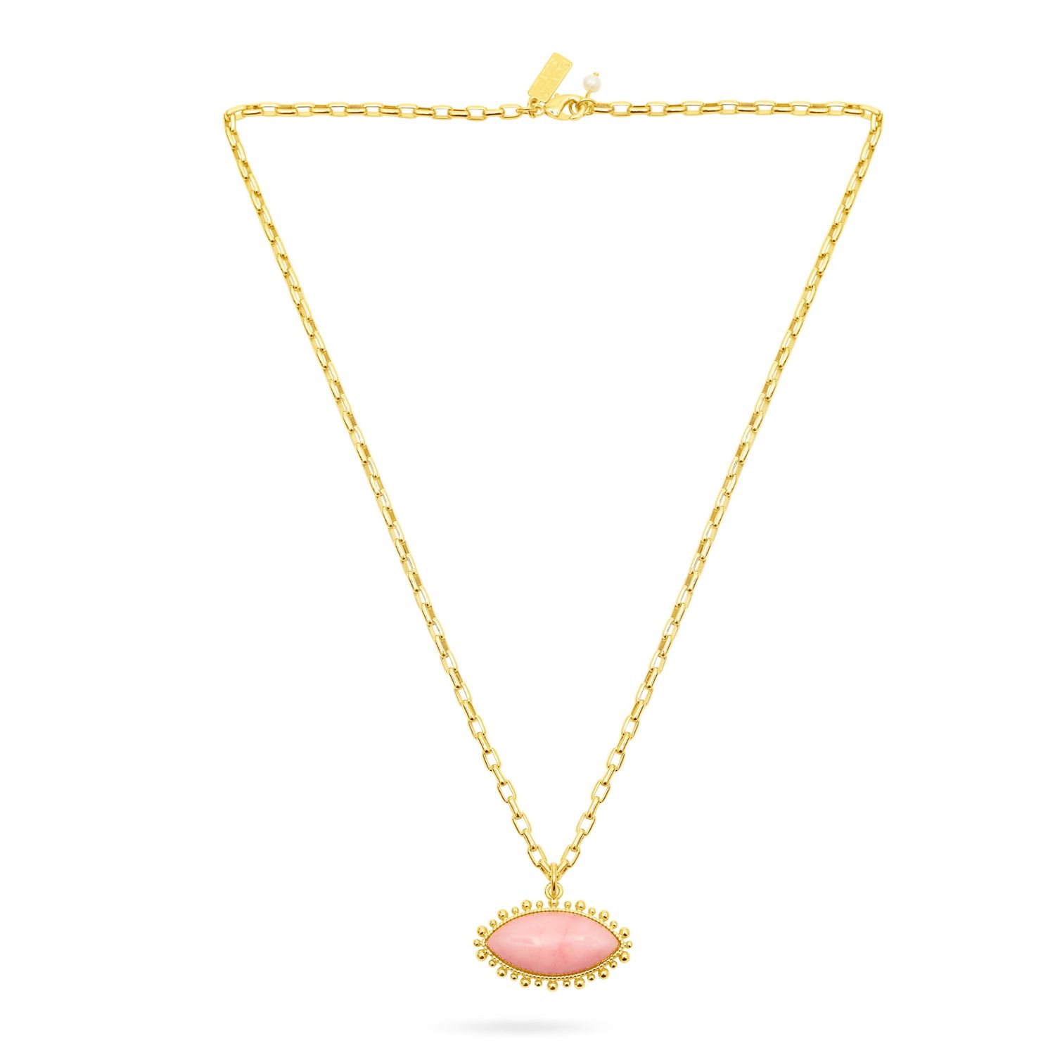 Pink Jade Eye Pendant Necklace