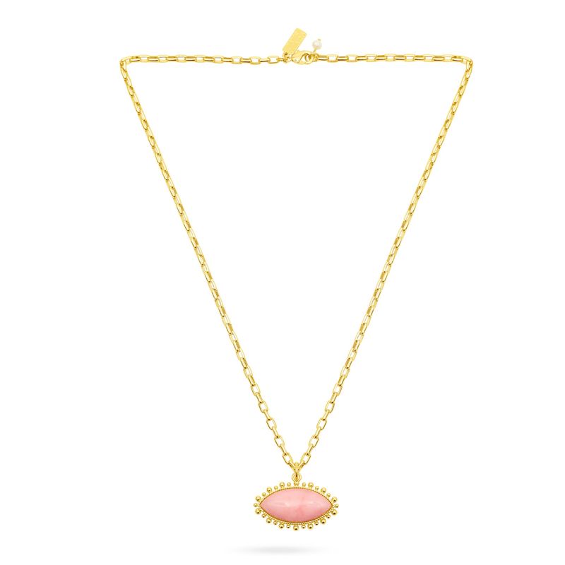 Pink Jade Eye Pendant Necklace