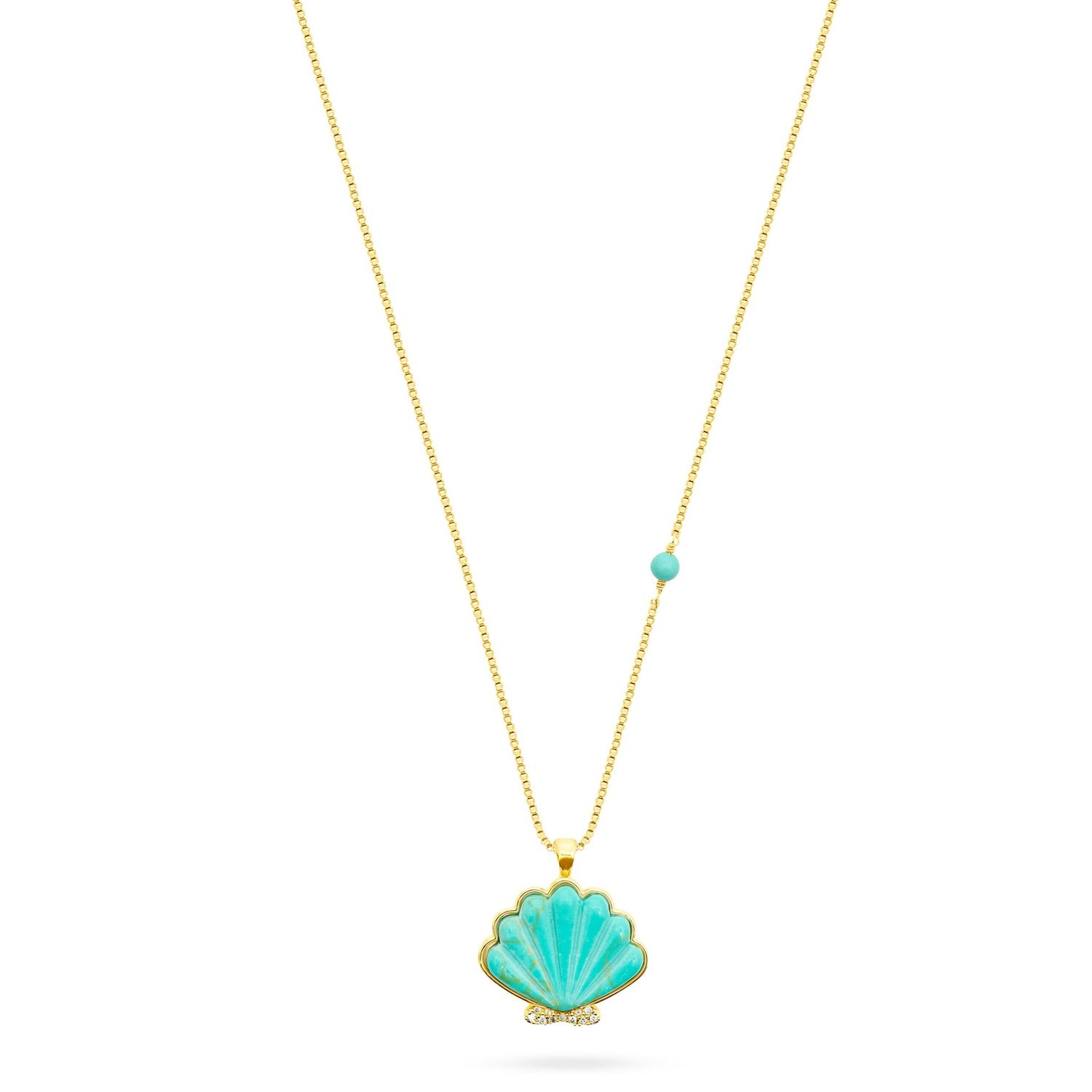 Shell Turquoise Pendant Necklace