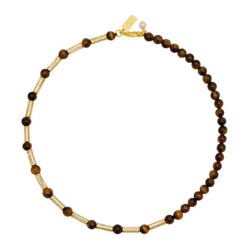 Cubic Zirconia Choker Duo - Tiger's Eye